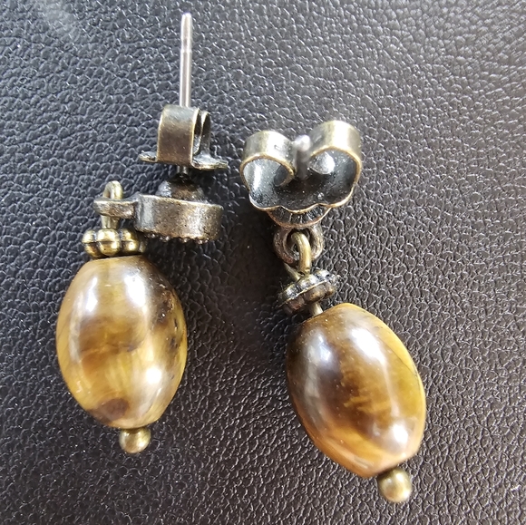 VTG Tigers Eye Earrings by Avon - Picture 2 of 4